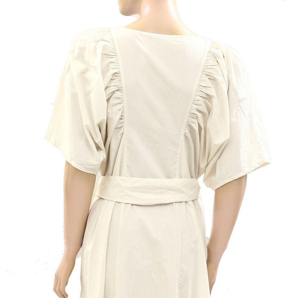 Merlette Lante Solid Midi Dress Kimono Resort Cotton Poplin Resort XS 277514 - Picture 4 of 4